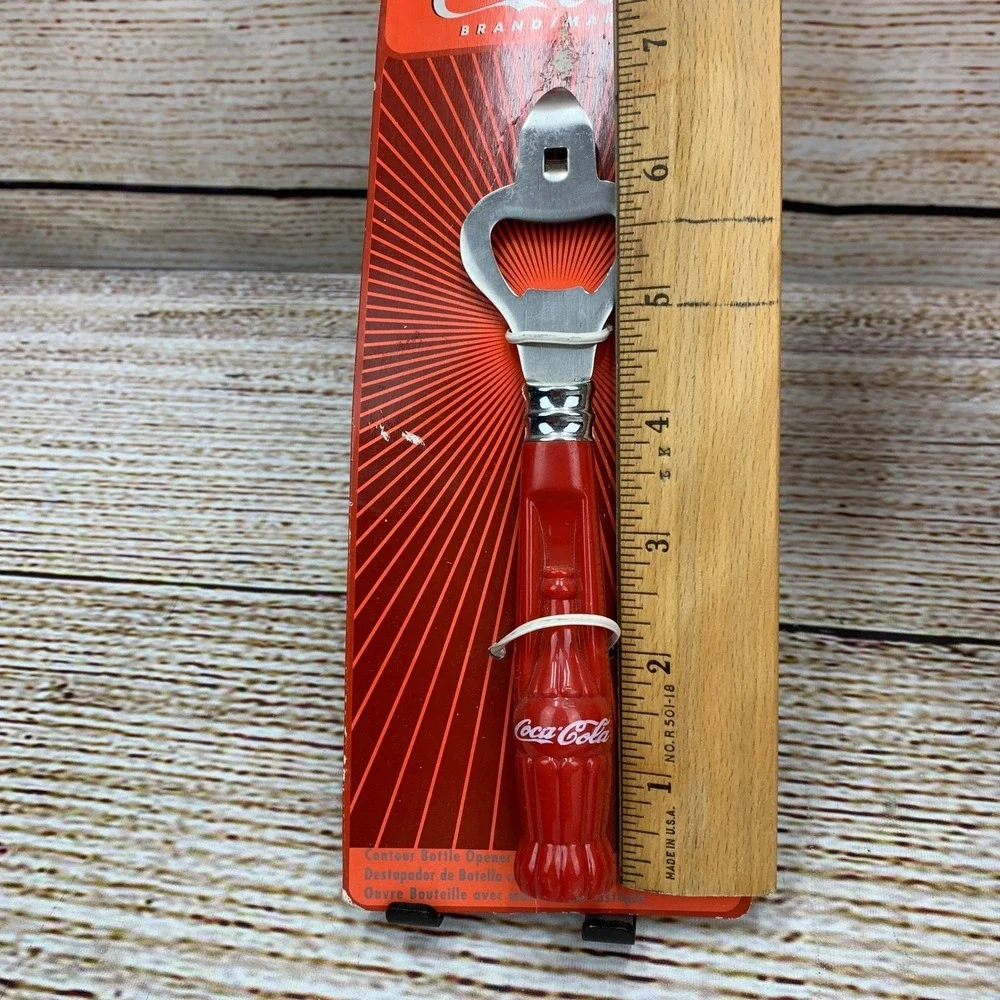 Coca-Cola Coke Contour‎ Bottle Opener Red Plastic Handle Barware On Card